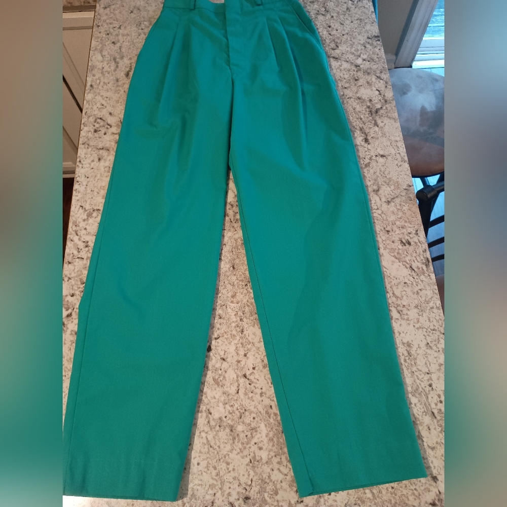 Vintage 80s 90s Palmetto's Teal Green Pleated High Waist Pants